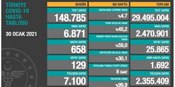 Dünyada ve Türkiye’de Koronavirüs’te son durum (31 Ocak 2021)