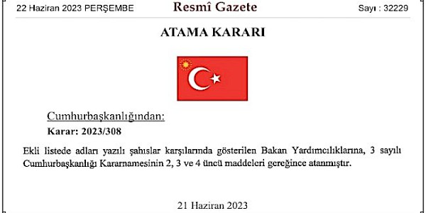 68 Bakan Yardımcısı Atandı
