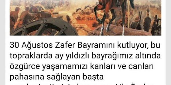 30 Ağustos “Türkiye Devleti” kuruluşunun temeldir!..